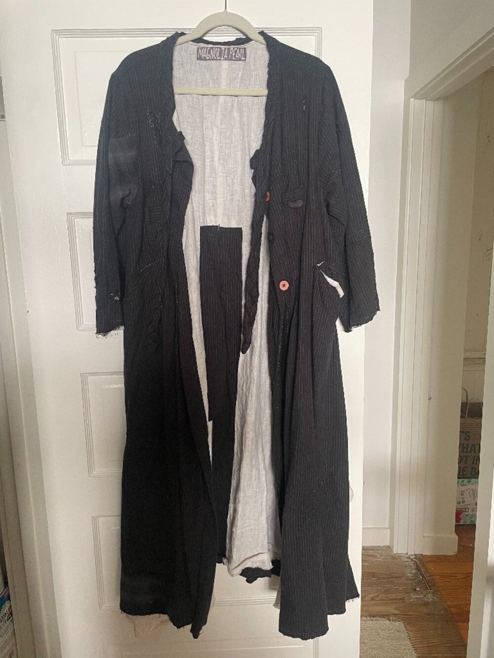 Magnolia Pearl Wool Pinstripe Coat Heavy Weight OS